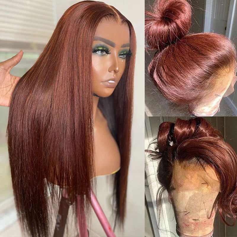 Queen Hair Inc Queenhairinc Reddish Brown #33 Deep Wave 13×4 Lace Front Wig 180% Human Hair Wig