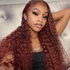 Queen Hair Inc Queenhairinc Reddish Brown #33 Deep Wave 13×4 Lace Front Wig 180% Human Hair Wig