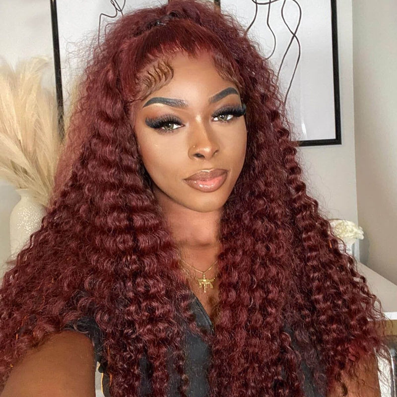 Queen Hair Inc Queenhairinc Reddish Brown #33 Deep Wave 13×4 Lace Front Wig 180% Human Hair Wig