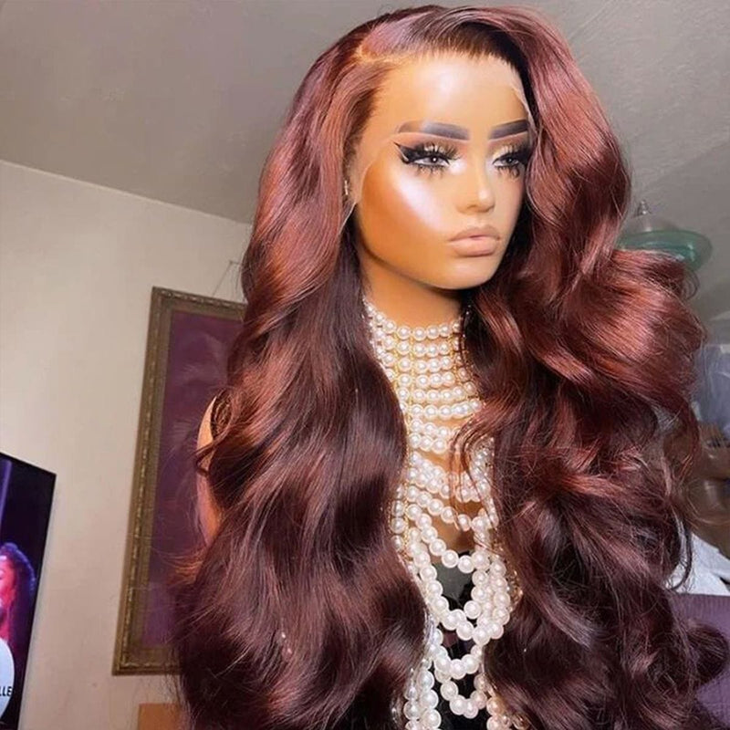 Queen Hair Inc Queenhairinc Reddish Brown #33 Water Wave 13×4 Lace Front Wig 180% Human Hair Wig