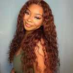 Queen Hair Inc Queenhairinc Reddish Brown #33 Water Wave 13×4 Lace Front Wig 180% Human Hair Wig