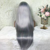 Queen Hair Inc Queenhairinc Silver Gray Human Hair Wigs Silver Blonde Colored Lace Front Wig Straight Body Wave 180 Density