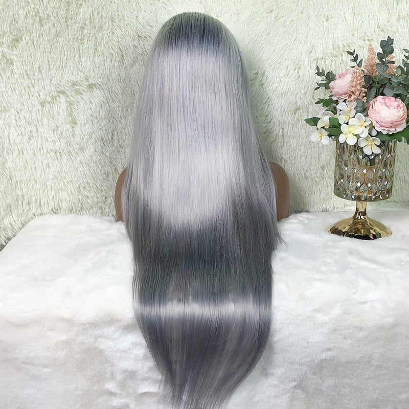 Queen Hair Inc Queenhairinc Silver Gray Human Hair Wigs Silver Blonde Colored Lace Front Wig Straight Body Wave 180 Density