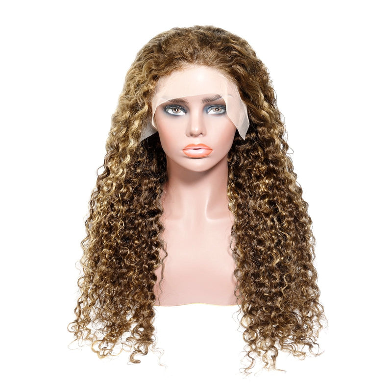 Queen Hair Inc Wholesales P4/27 Human Hair Wigs Honey Blonde Highlight Colored Lace Front Wig Deep Wave 180 Density