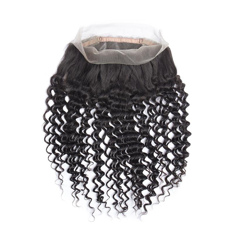 Queen Hair Inc 360 Lace Frontal Free Part Deep wave Natural Black 100% Human Hair