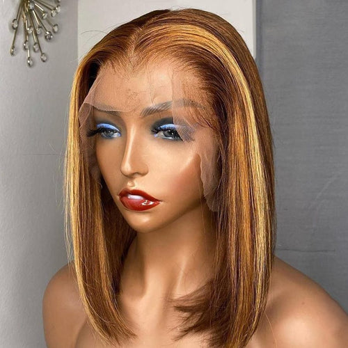 Queen Hair Inc Grade 10A 150% Virgin Bob Wig P4/27 Honey Blonde Hair Straight