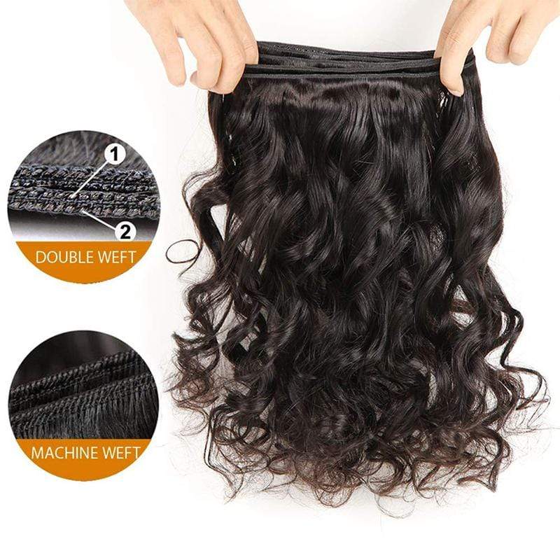 Queen Hair Inc 9A 3 Remy Hair bundles + 4X4 Lace Closure Loose Wave #1b