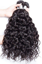 Queen Hair Inc 10A Human Hair Bundles Hair Weave 10-30 Inch Water Wave Virgin Hair - #1b Color 3/4 bundles No Tange No Shedding 🛫