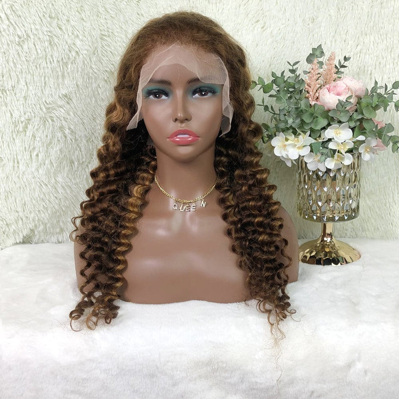 Queen Hair Inc Grade 10A 150% P4/27 Honey Deep Wave 13x4 Lace Frontal Wig