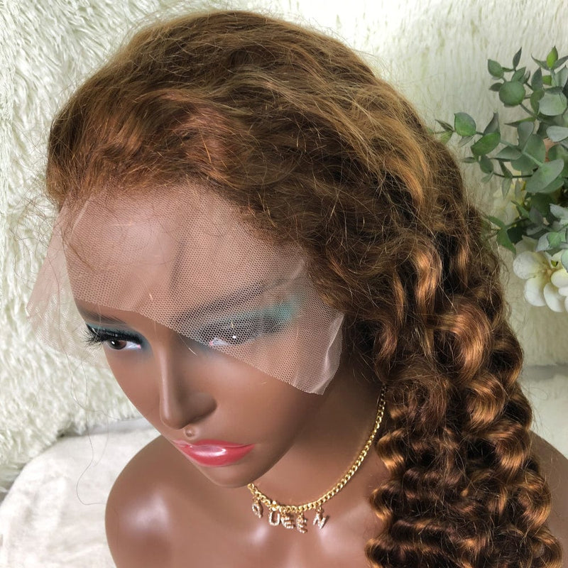 Queen Hair Inc Grade 10A 150% P4/27 Honey Deep Wave 13x4 Lace Frontal Wig