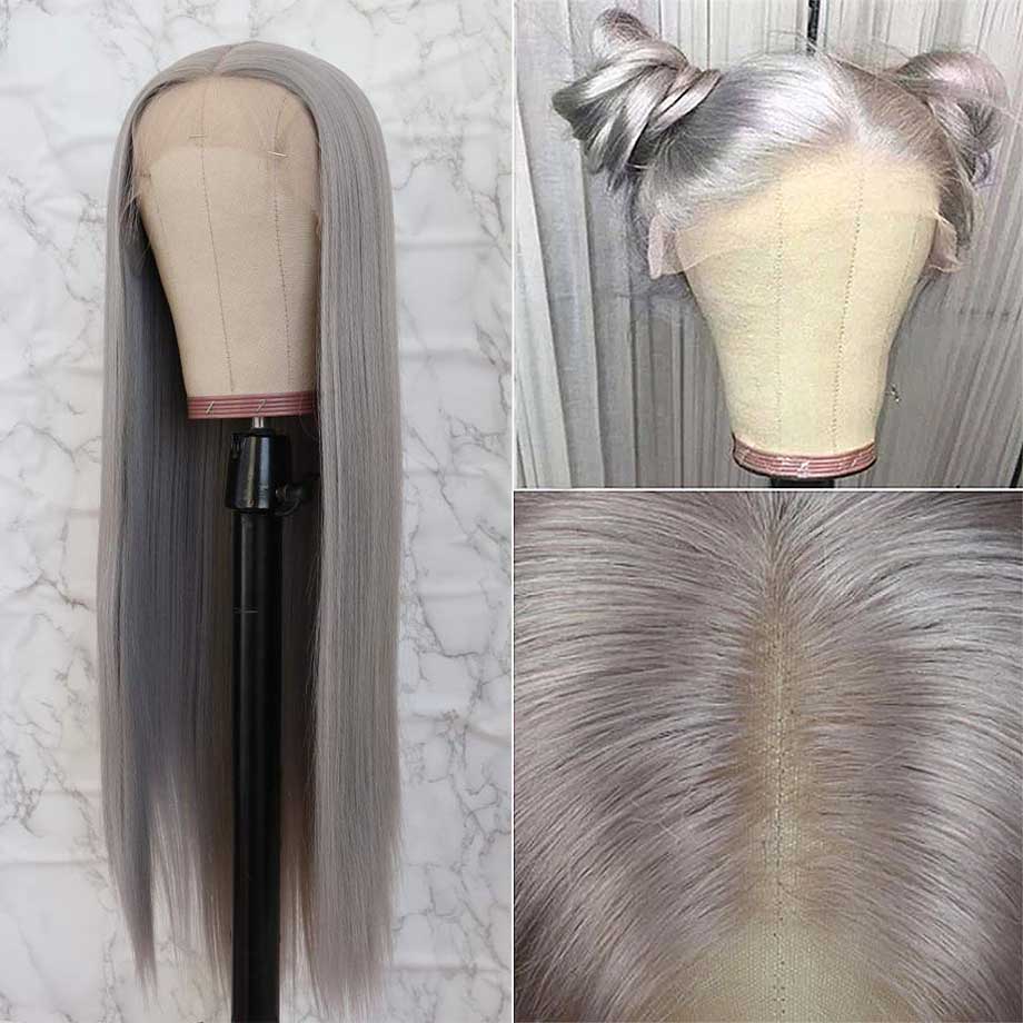 Queen Hair Inc Queenhairinc Silver Gray Human Hair Wigs Silver Blonde Colored Lace Front Wig Straight Body Wave Style
