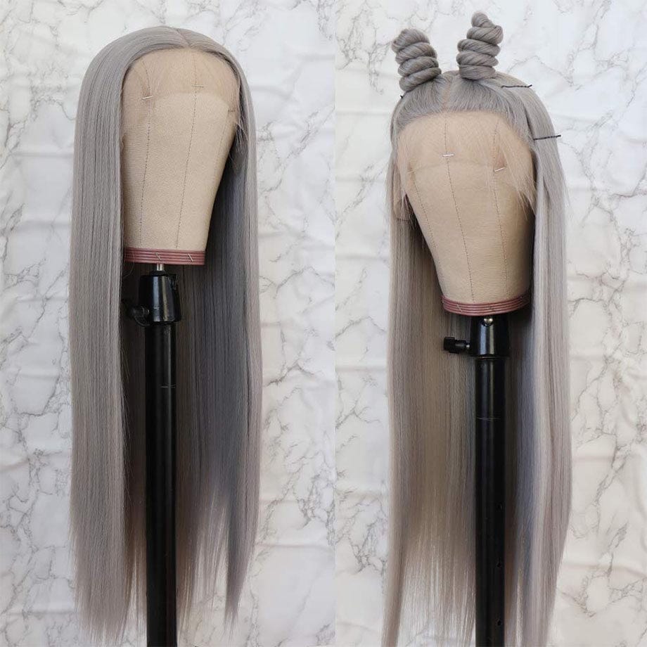 Queen Hair Inc Queenhairinc Silver Gray Human Hair Wigs Silver Blonde Colored Lace Front Wig Straight Body Wave Style
