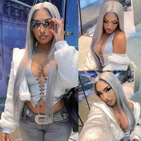 Queen Hair Inc Queenhairinc Silver Gray Human Hair Wigs Silver Blonde Colored Lace Front Wig Straight Body Wave Style