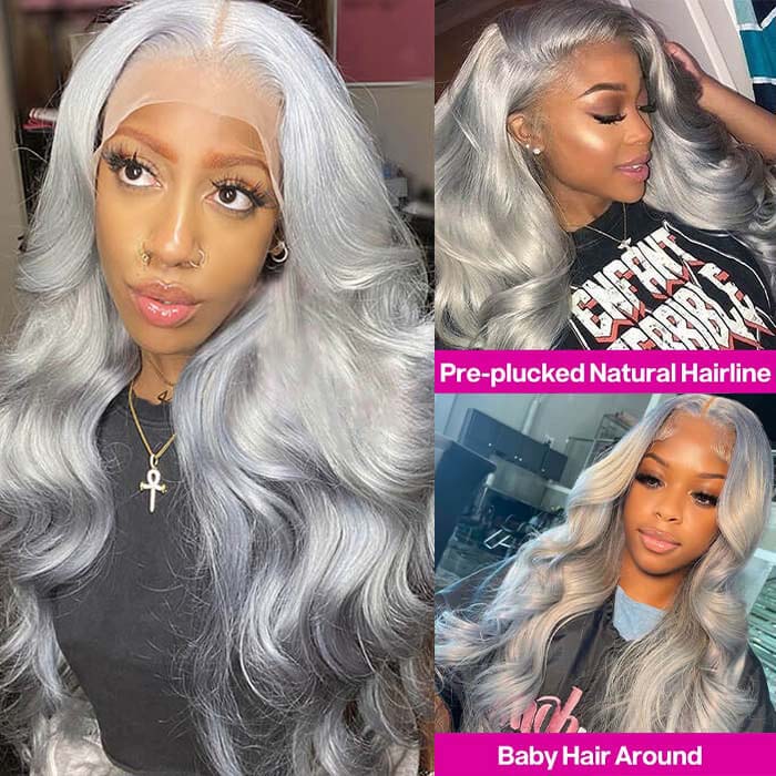 Queen Hair Inc Queenhairinc Silver Gray Human Hair Wigs Silver Blonde Colored Lace Front Wig Straight Body Wave Style