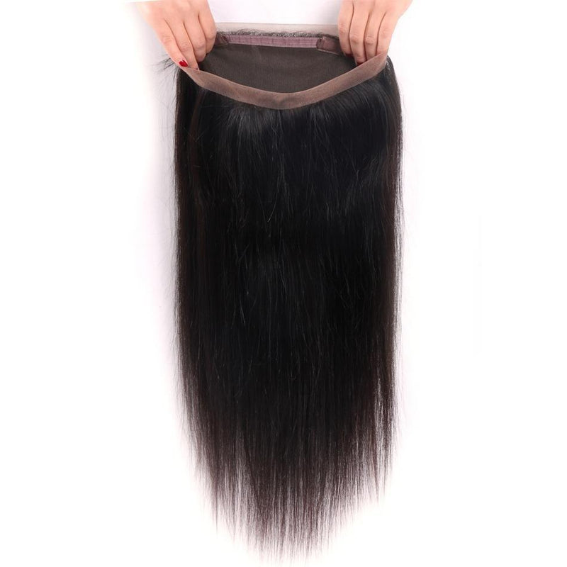 Queen Hair Inc 360 Lace Frontal Free Part Straight Natural Black 100% Human Hair