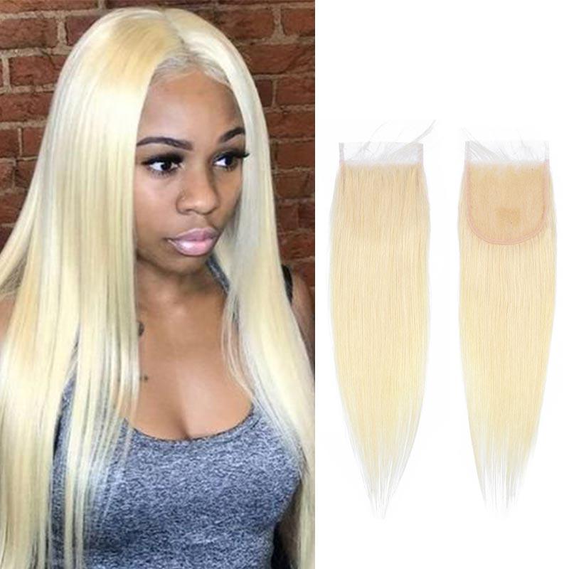 Queen Hair Inc 4x4 Lace Closure #613 Blonde Color Free Part Straight