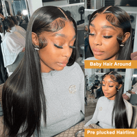 Queen Hair Inc Queen hair inc 13x4 Lace Frontal Human Hair Straight Wigs Natural Color Pre Plucked 180% Density