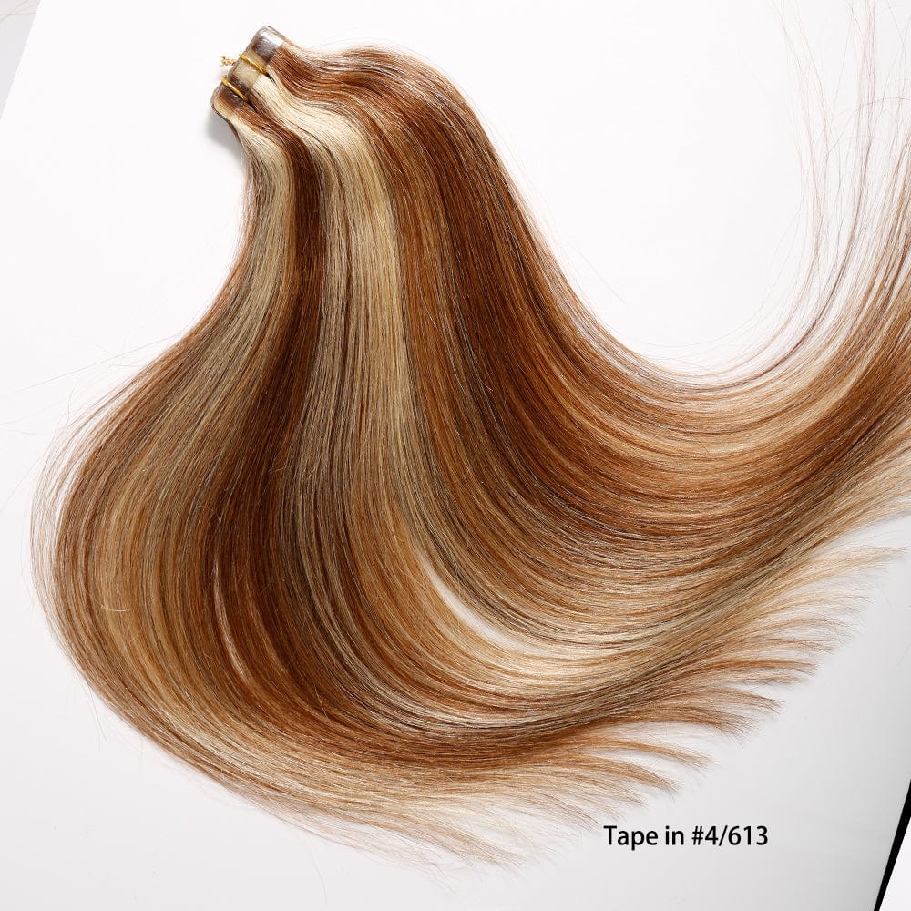 Queen Hair Inc Tape-in 70G 120G Straight Human Hair Extensions Natural Seamless Skin Weft Mixed Color Blonde Hair 16"-22"