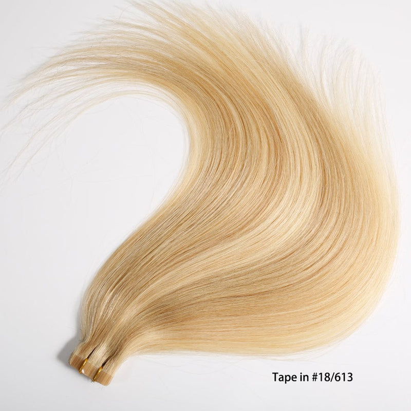 Queen Hair Inc Tape-in 70G 120G Straight Human Hair Extensions Natural Seamless Skin Weft Mixed Color Blonde Hair 16"-22"