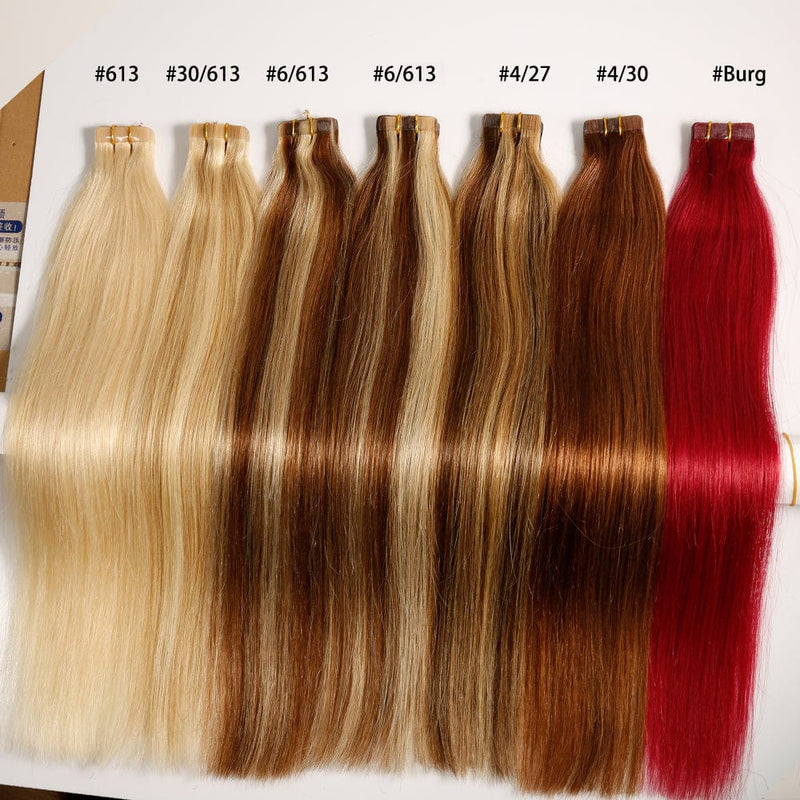 Queen Hair Inc Tape-in 70G 120G Straight Human Hair Extensions Natural Seamless Skin Weft Mixed Color Blonde Hair 16"-22"