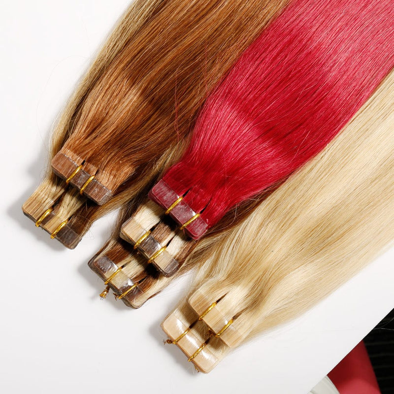 Queen Hair Inc Tape-in 70G 120G Straight Human Hair Extensions Natural Seamless Skin Weft Mixed Color Blonde Hair 16"-22"