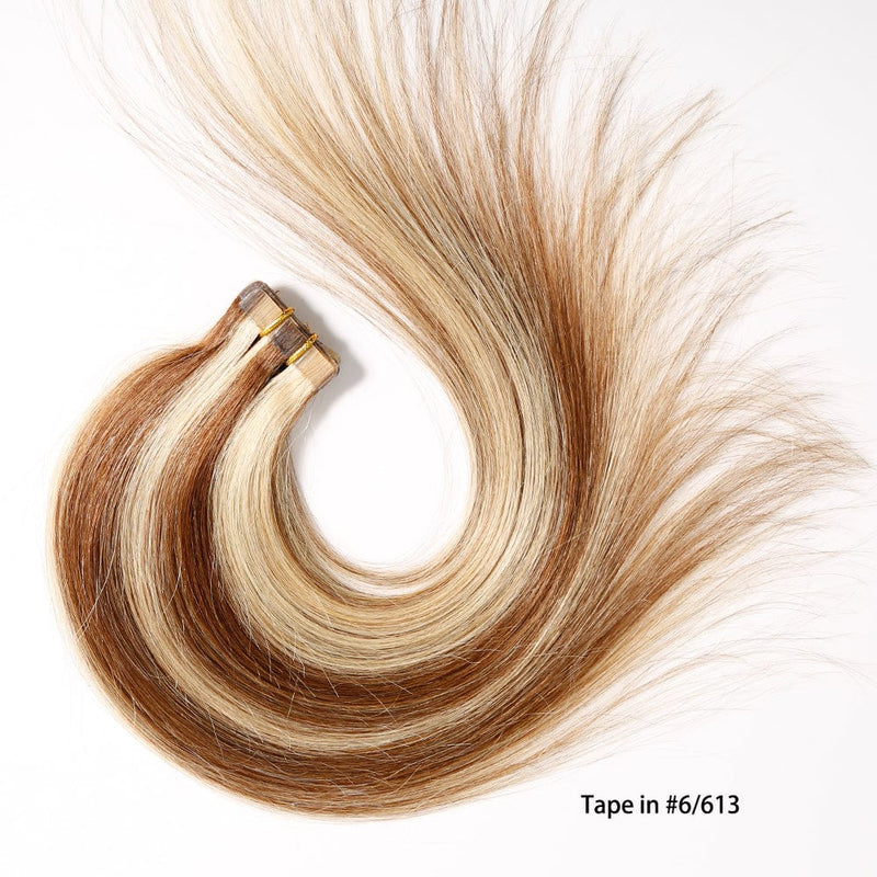 Queen Hair Inc Tape-in 70G 120G Straight Human Hair Extensions Natural Seamless Skin Weft Mixed Color Blonde Hair 16"-22"