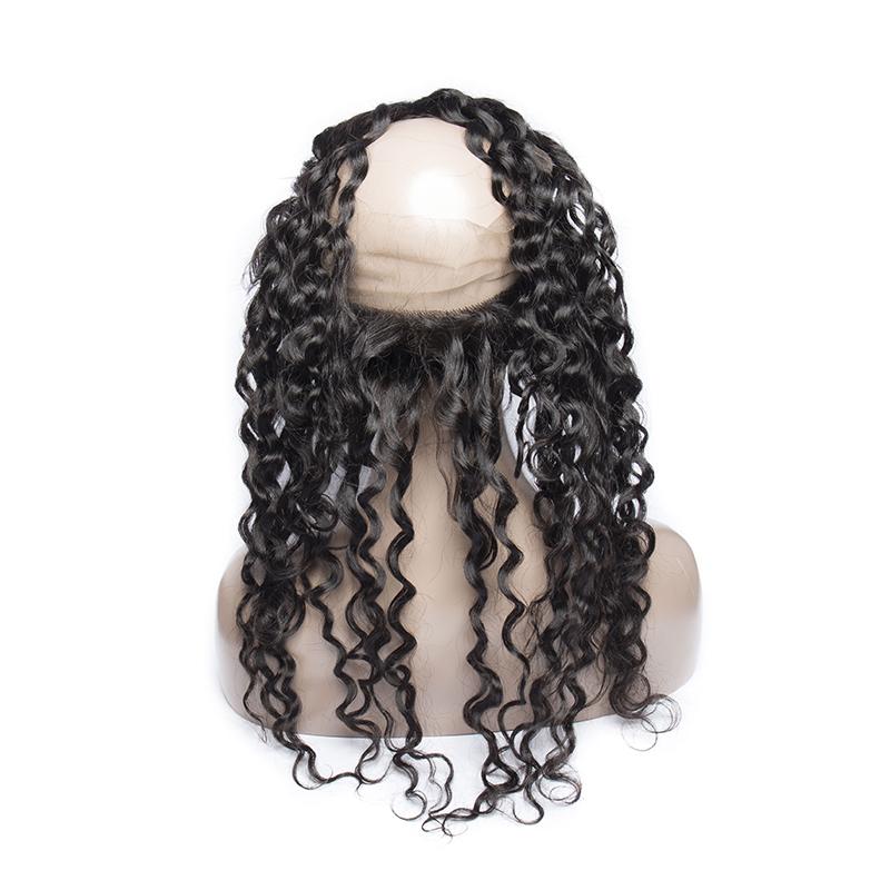 Queen Hair Inc 360 Lace Frontal Free Part Water wave Natural Black 100% Human Hair
