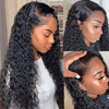 Queen Hair Inc Lace Frontal Wigs 13x4 Water Wave Human Hair Wigs 250% 180% Density #1B Natural Color