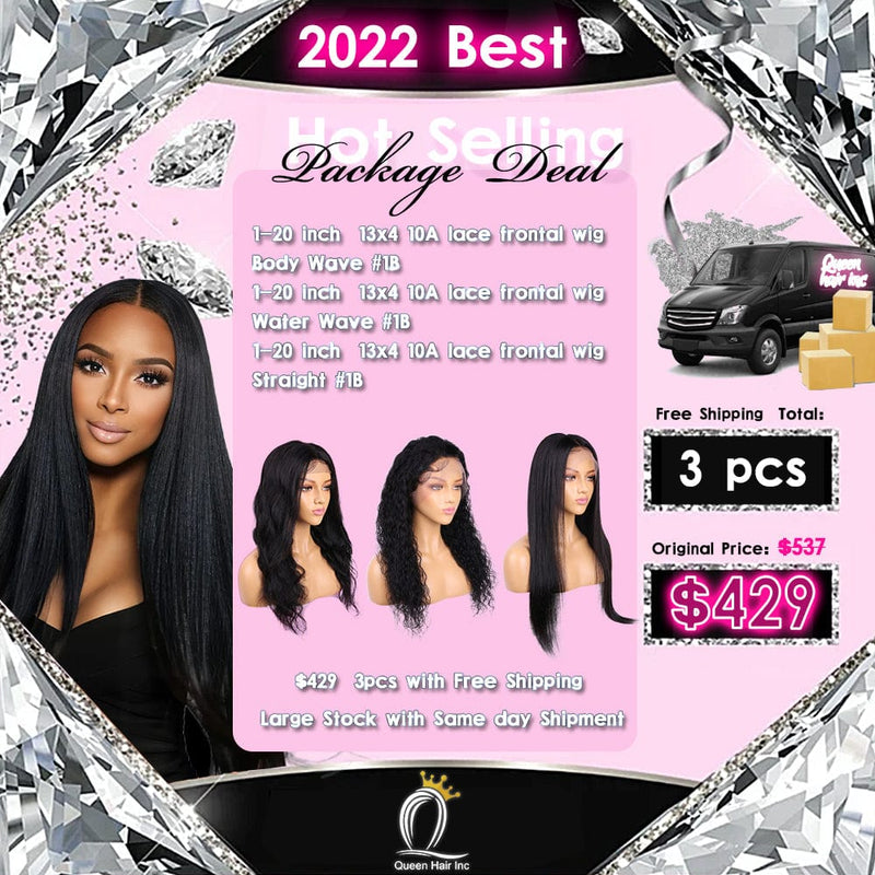 Queen Hair Inc Wholesale 3pcs Wigs Deal Package 9A 20inches