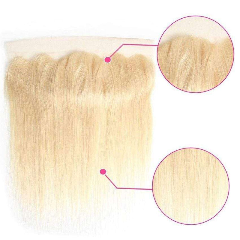 Queen Hair 13*4 Lace Frontal #613 Blonde Color Free Part Ear To Ear Straight